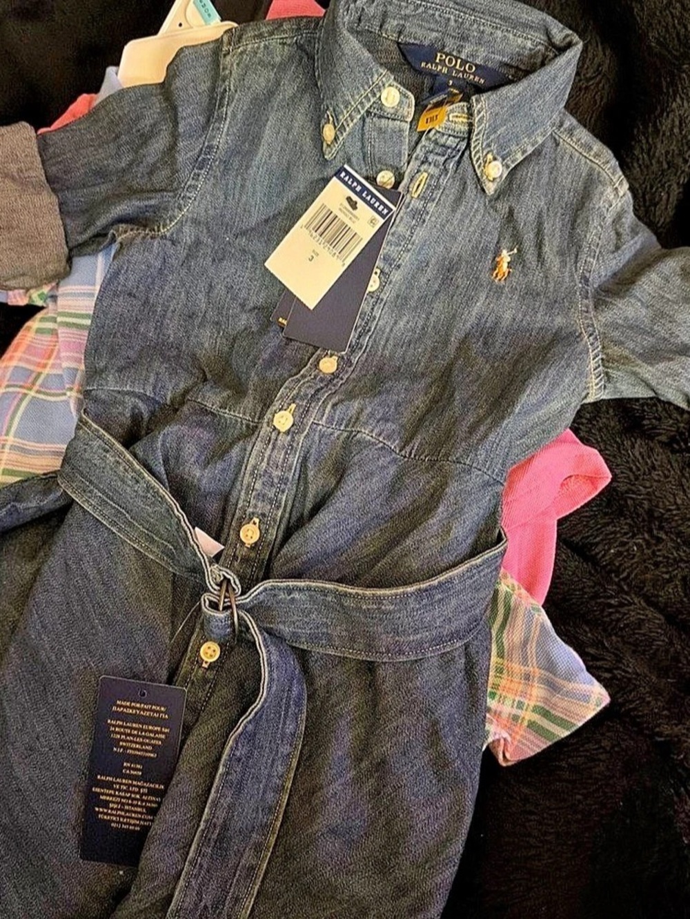 Polo Ralph Lauren Belted Cotton Denim Shirtdress Sz 3yrs
